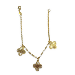 Gold Filled Ridged Flora Charm Bracelet