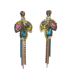 Noellery Sparkle Leaf Tassel Statement Earrings