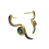 Sterling Silver Emerald Snake Stud Earrings