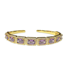 Amethyst Square Cut Sparkle Cuff Bracelet