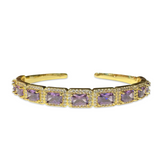 Amethyst Square Cut Sparkle Cuff Bracelet