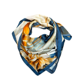 Noellery Blue Blooming Flower Silk Scarf