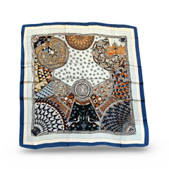 Noellery Blue Geometric Silk Scarf