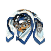 Noellery Blue Geometric Silk Scarf