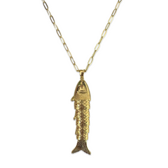 Lucky Long Gold Fish Necklace