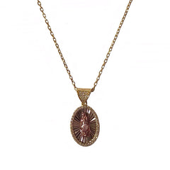 Tri Toned Sparkle Saint Mary Necklace