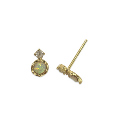 Sparkly White Opal Bezel Studs