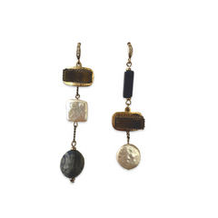 Noellery Geometric Pearl Drop Statement Earrings
