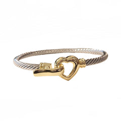 Heart Clasp Cable Cuff Bracelet