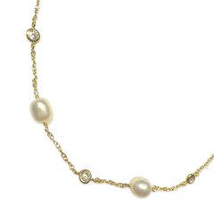 Pearlea Bezel Station Necklace