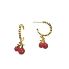 Gold Filled Cherry Hoop Earrings