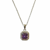 Chloe Cushion Cut Halo Birthstone Necklace