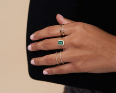 Jin Emerald Baguette Cocktail Ring