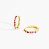 Kelly Gemstone Pave Huggie Hoops
