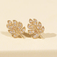 Layla Diamond Palm Leaf Stud Earrings