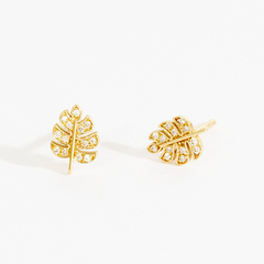 Layla Diamond Palm Leaf Stud Earrings