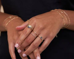 Liana Double Band Plain & Diamond Ring