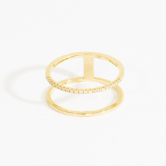 Liana Double Band Plain & Diamond Ring