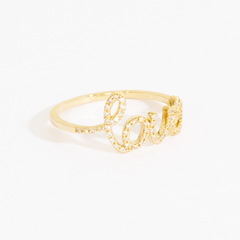 Lilian Cursive Script Love Ring