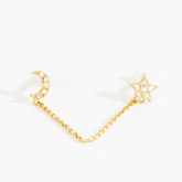 Luna Moon Star Chain Stud Earrings