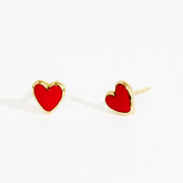 Madison Red Enamel Heart Stud Earrings