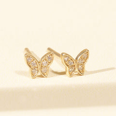 Cheryl Pave Butterfly Stud Earrings