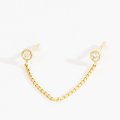 Minnie Double Bezel Chain Stud Earrings