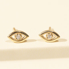 Miriam Evil Eye Outline Bezel Stud Earrings