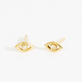 Miriam Evil Eye Outline Bezel Stud Earrings