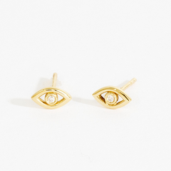 Miriam Evil Eye Outline Bezel Stud Earrings