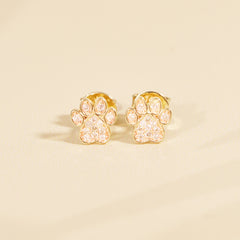 Pepper Diamond Paw Print Stud Earrings