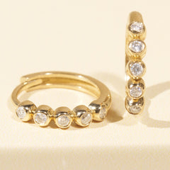 Rachel Bezel Huggie Hoops