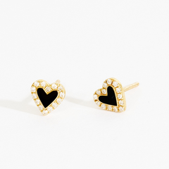 Sylvia Halo Black Heart Stud Earrings
