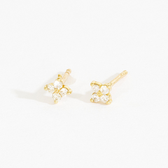 Tina Petite Diamond Flower Clover Stud Earrings