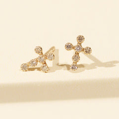 Vivian Bezel Cross Stud Earrings
