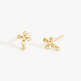 Vivian Bezel Cross Stud Earrings