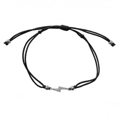 Lightning Bolt Pave Black Thread Bracelet