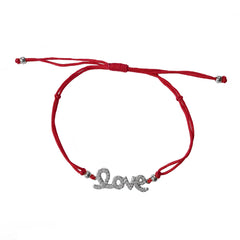 Amore Pave Love Cursive Script Red Thread Bracelet