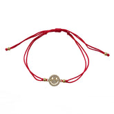 Smiley Face Pave Red Thread Bracelet