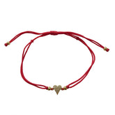 Pointy Heart Pave Red Thread Bracelet