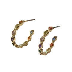 Crysta Multicolor Marquis Hoop Studs