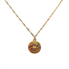 18K Gold Filled Evil Eye Disc Necklace