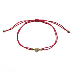 Petite Pave Heart Red Thread Bracelet