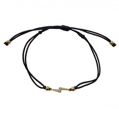 Lightning Bolt Pave Black Thread Bracelet