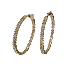 Thin Baguette 1.5” French Clasp Hoops