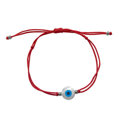Evil Eye Mother of Pearl Round Red Thread Bracelet