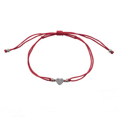 Petite Pave Heart Red Thread Bracelet