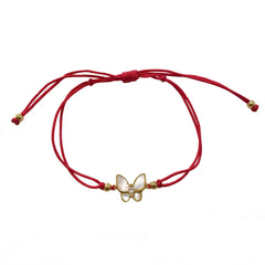 Butterfly Mother of Pearl Red Thread Bracelet