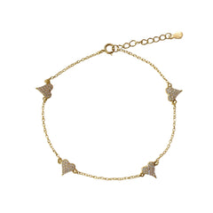 Pointed Heart Pave Station Bracelet