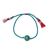 Turquoise Hamsa Tassel Thread Bracelet